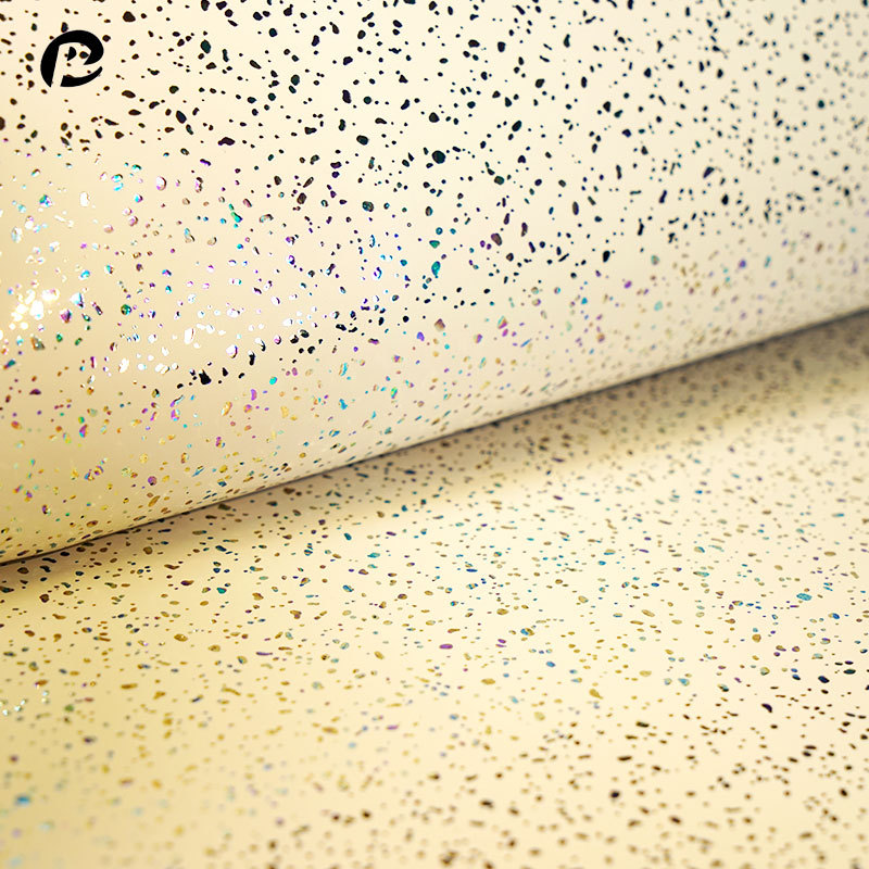 幻彩迷点皮革面料现货0.8MM仿棉绒镭射皮革 新欧标PU箱包包装皮料