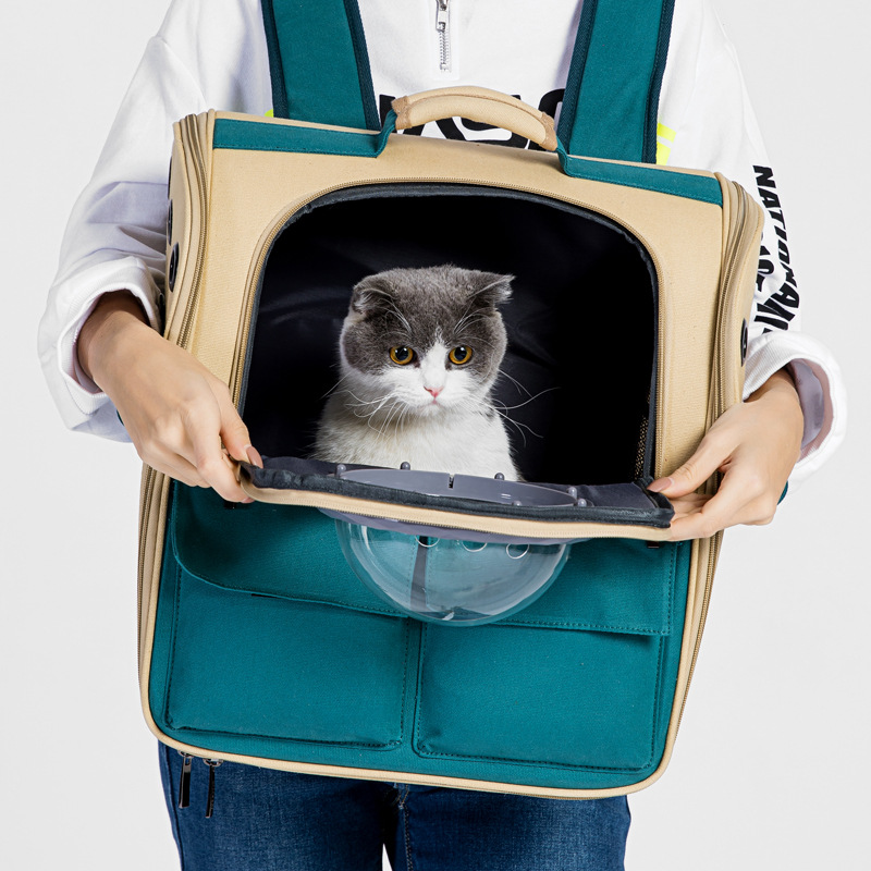 宠物包双肩猫包猫狗背包猫咪外出包太空舱帆布书包大容量透气便携详情图1