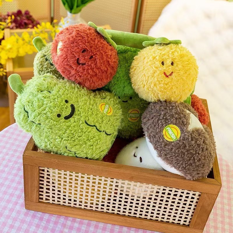 Wholesale of creative new claw machine dolls, children's toys, fruit and vegetable plush toys, realistic fruit and vegetable figurines and dolls Specification image