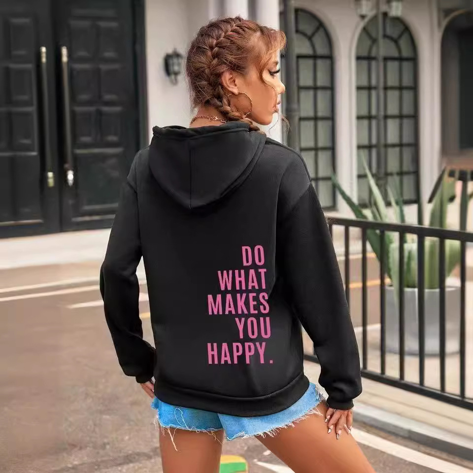 Cross-border foreign trade Amazon European code Do What Makes You Happy sports hooded sweatshirt Specification drawing