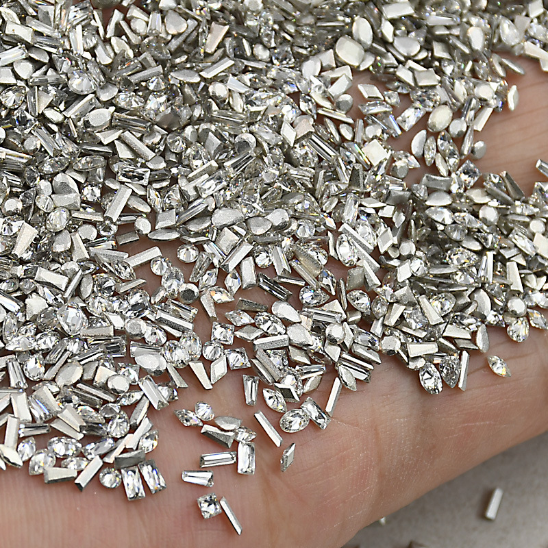 5A flat-bottomed beveled zircon mixed mini irregular-shaped super shiny wheat ear small nail stickers diy diamond nail art accessories Specification image