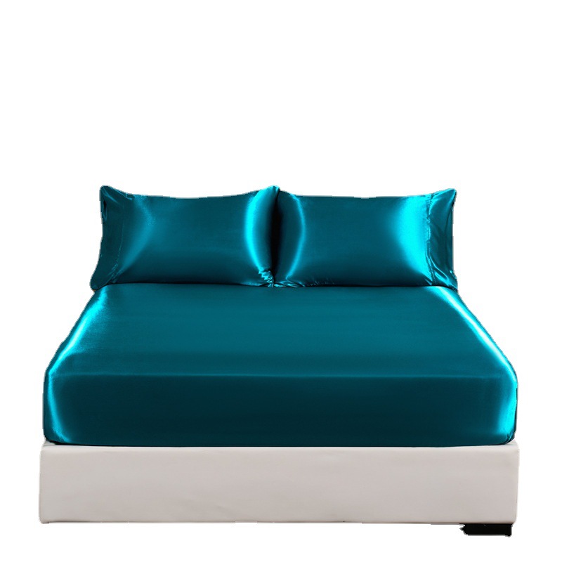 Cross-border foreign trade pure color Ding imitation silk four-piece set of Europe and the United States simple bedsheet bed pillow case bedding Item Picture