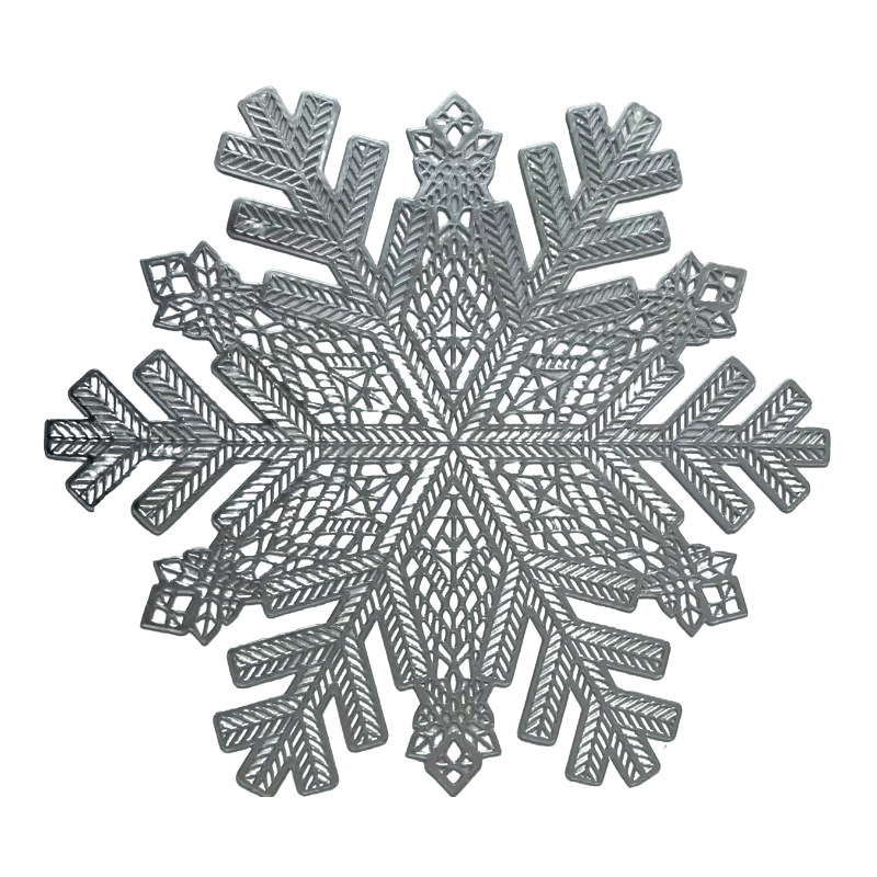 雪花PVC餐桌垫西餐垫隔热垫厨房垫子圣诞节主题烫金缕空餐桌垫详情图5