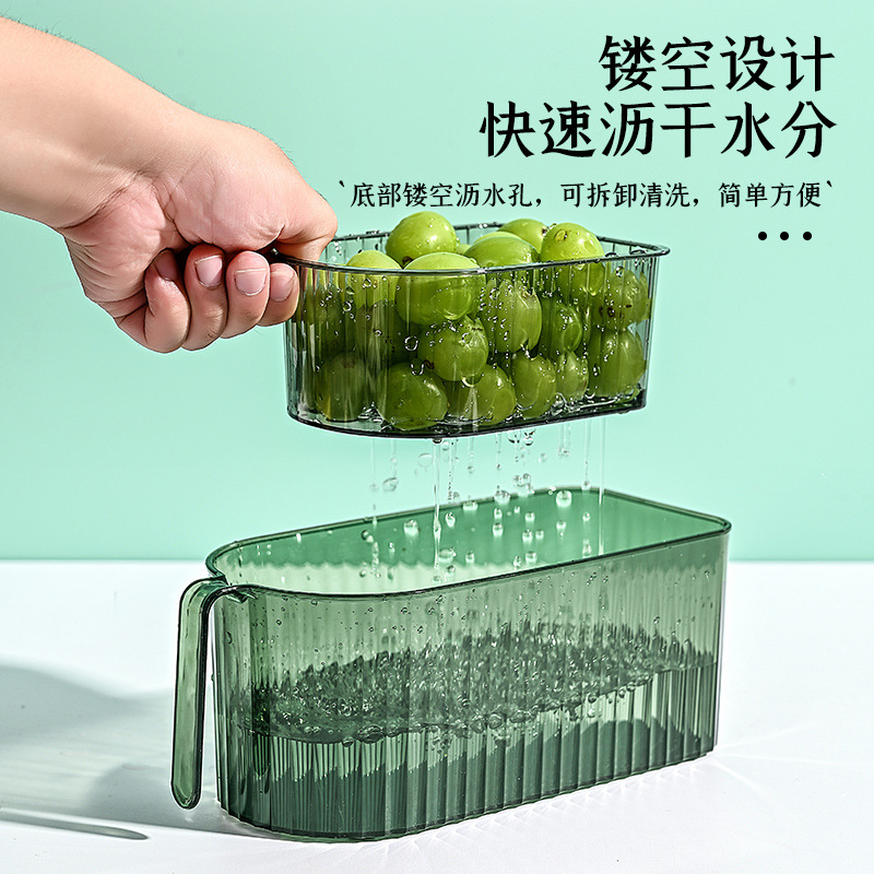 Light luxury melon seed box with handle, double-layer detachable fruit box that can drain water, light luxury double-layer desktop fruit storage box details Picture
