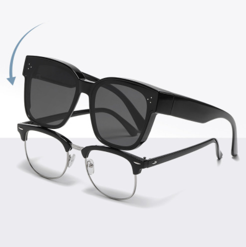 One-piece consignment of portable two-in-one sunglasses for myopia, UV protection, driving sun protection and square frame Application Scenario