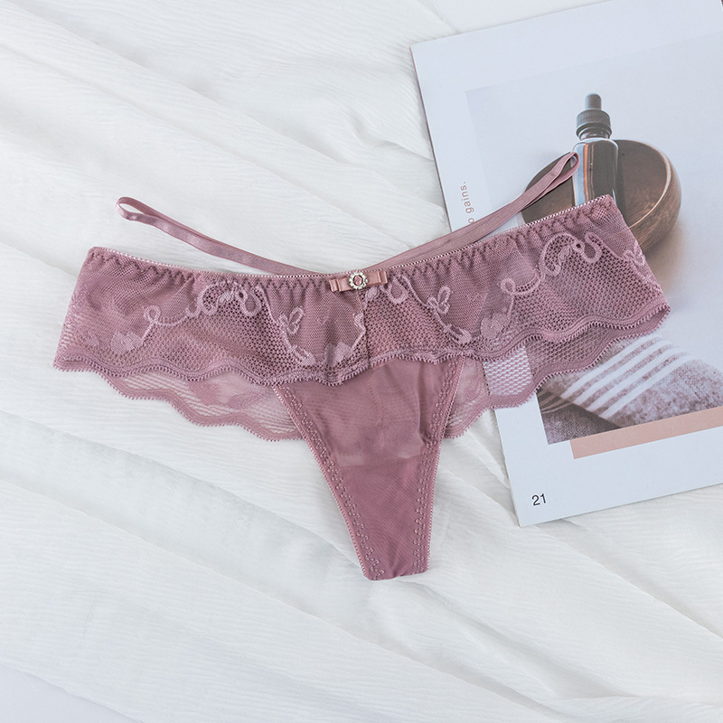 New Sexy Female Thong Lace T Pants Light Breathable Transparent Sexy Briefs Female Cross-Border Manufacturers Specification drawing
