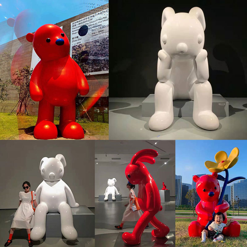 Large Frp Cartoon Ip Corporate Image Sculpture Mall Network Red Bear Mei Chen Mascot Model Application Scenario