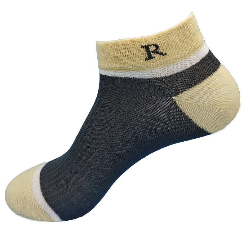 Men's socks, short socks, spring and summer sports, anti-odor, sweat-absorbing, boat socks, breathable, thin, shallow men's socks, black and white thin cotton socks Item Picture