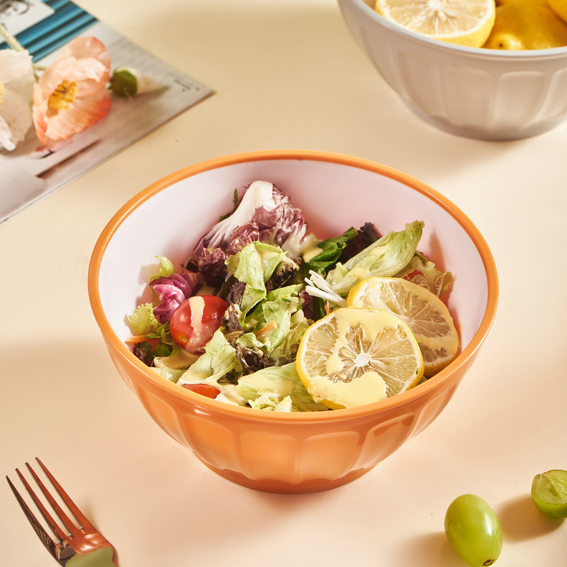 Round With Cover Pp Material Plastic Bowl Table Top Fruit Salad Bowl Organizing Cutlery Kitchen Mixing Storage Bowl details Picture