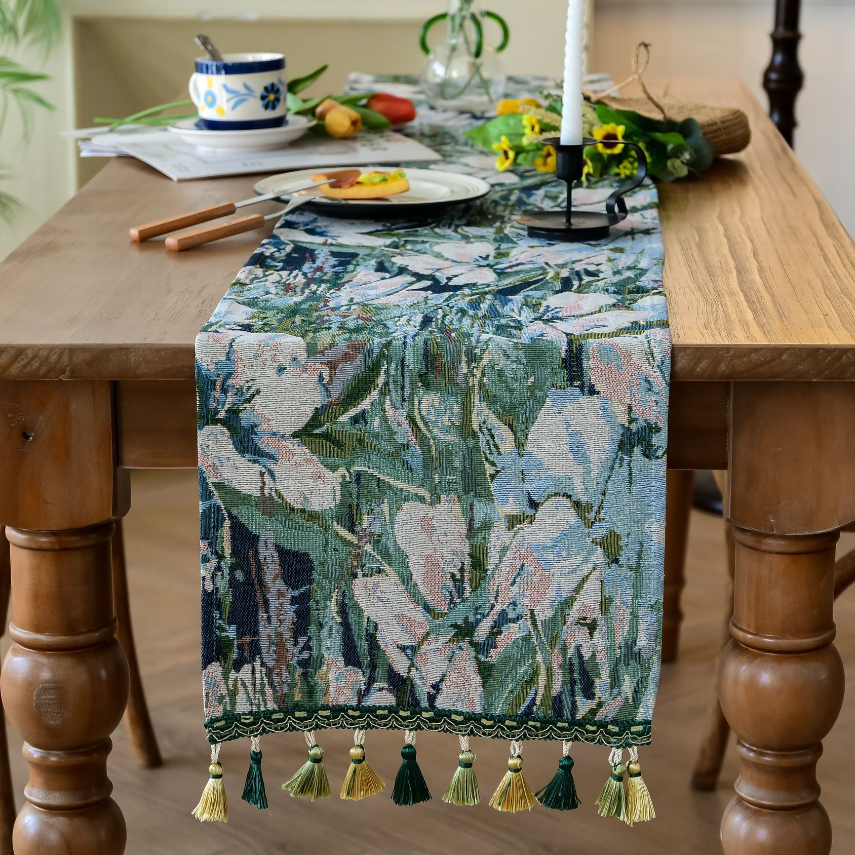 New Bohemian ethnic style heat insulation and anti-scald long strip Suzhou table flag Tea Flag TV cabinet cover wholesale from the manufacturer pic 5