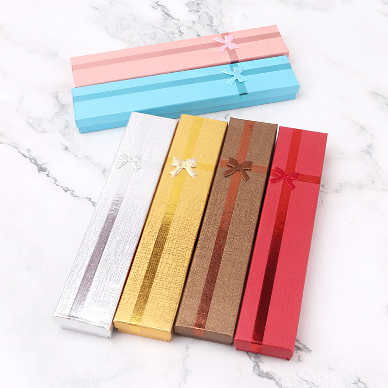 Korean Custom Mixed Color Bow Paper Ring Necklace Jewelry Packaging Display Storage Box Gifts