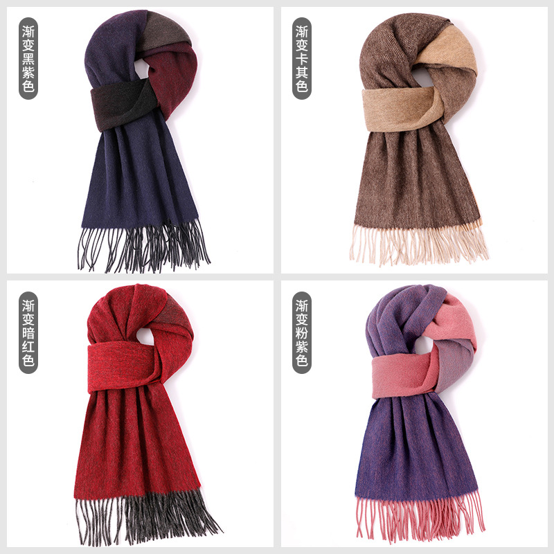 100% Pure Wool Scarf Matching Color For Women And Men Autumn And Winter Korean Version Of All The Warm Neck Long Tassel Cape Dual Use details Picture