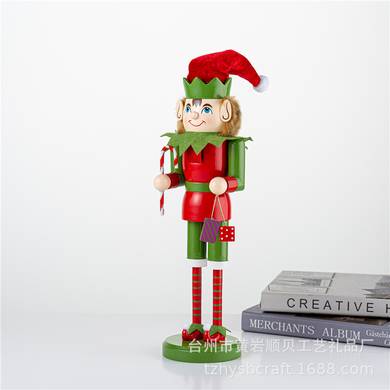 Sb58505 New 38Cm Red Wooden Nutcracker Elf Christmas Tabletop Application Scenario