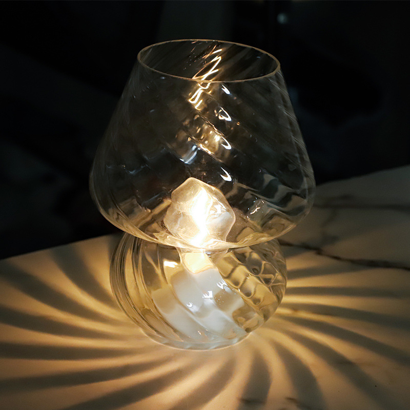 Creative night light, restaurant creative mushroom table lamp, bar lounge table lamp, bedroom bedside atmosphere glass table lamp details Picture