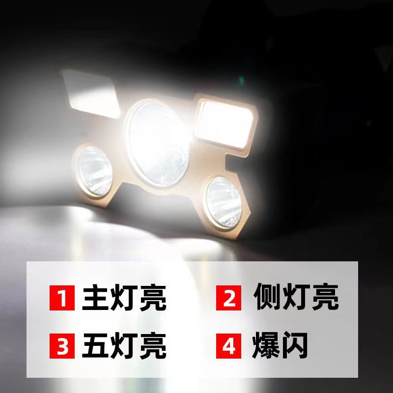 New lightweight sensor waterproof headlamp, running long battery life, five-head high-power night fishing outdoor dedicated head-mounted lamp Application Scenario