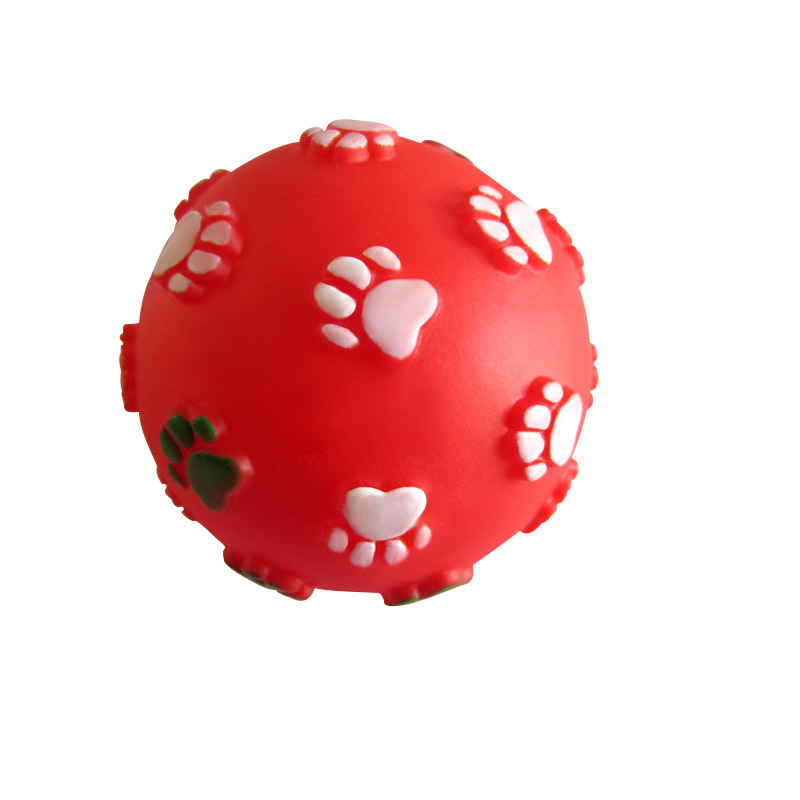Wholesale of pet toy footprint balls, rubber teething and sound-making toys, spherical dog toys from manufacturers Item Picture
