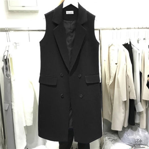 The mid-length women's 2023 spring collection, new women's spring and autumn sleeveless waistcoat, slimming suit waistcoat Specification image