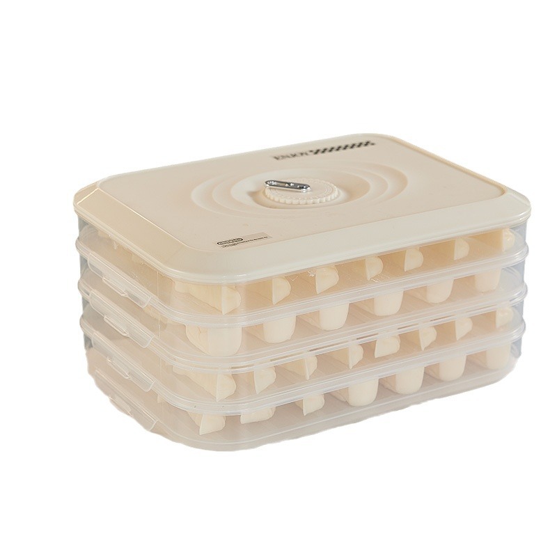 Cream-style household kitchen multi-layer dumpling box, timing wonton storage box, large-capacity food-grade preservation box for refrigerator Item Picture