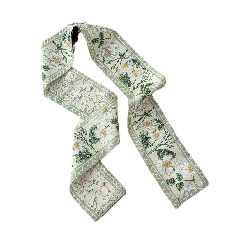 Super Fairy Flower Silk Scarf Long Tie Hair Band Peony Streamer Braided Hair Rope 2024 New Silk Scarf Headwear Item Picture