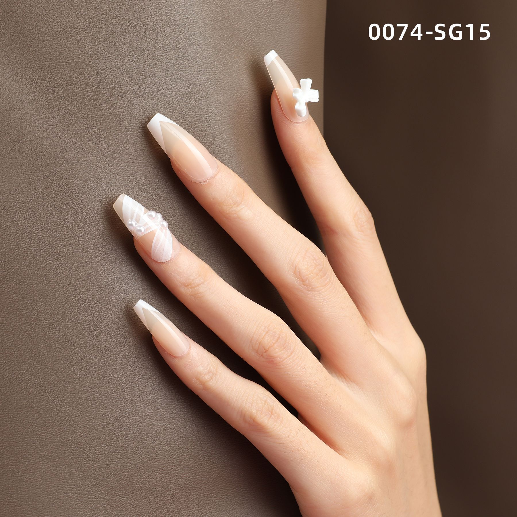 French-style artificial nails, 30 pieces of finished nail pieces, hand-worn nail art nail pieces, wholesale in stock, with tool kits included details Picture