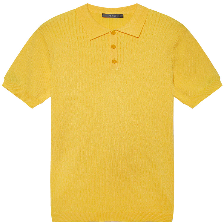 2022 Japanese and South Korean new men's summer style POLO collar knitted sweater, blue short-sleeved slim business casual style Item Picture