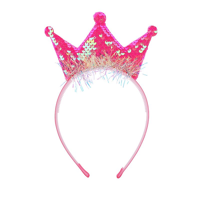 Children's princess crown hairband, sweet double-sided sequined crown hairpin, birthday gift accessory for little girls Item Picture