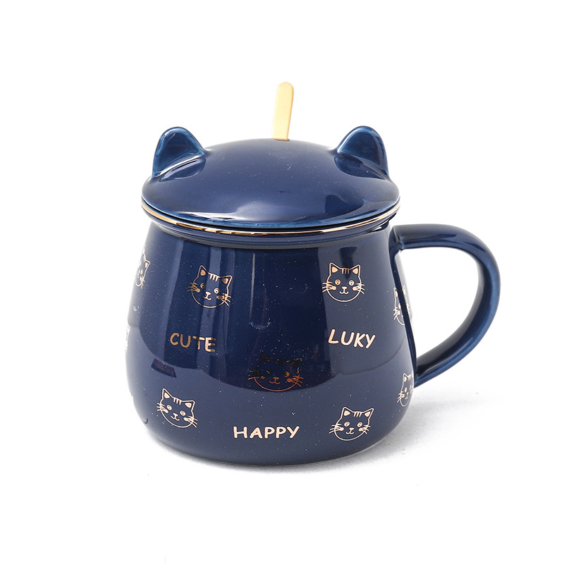 Creative trend cute little cat solid color mug personality household student water cup wedding companion gift ceramic cup Item Picture