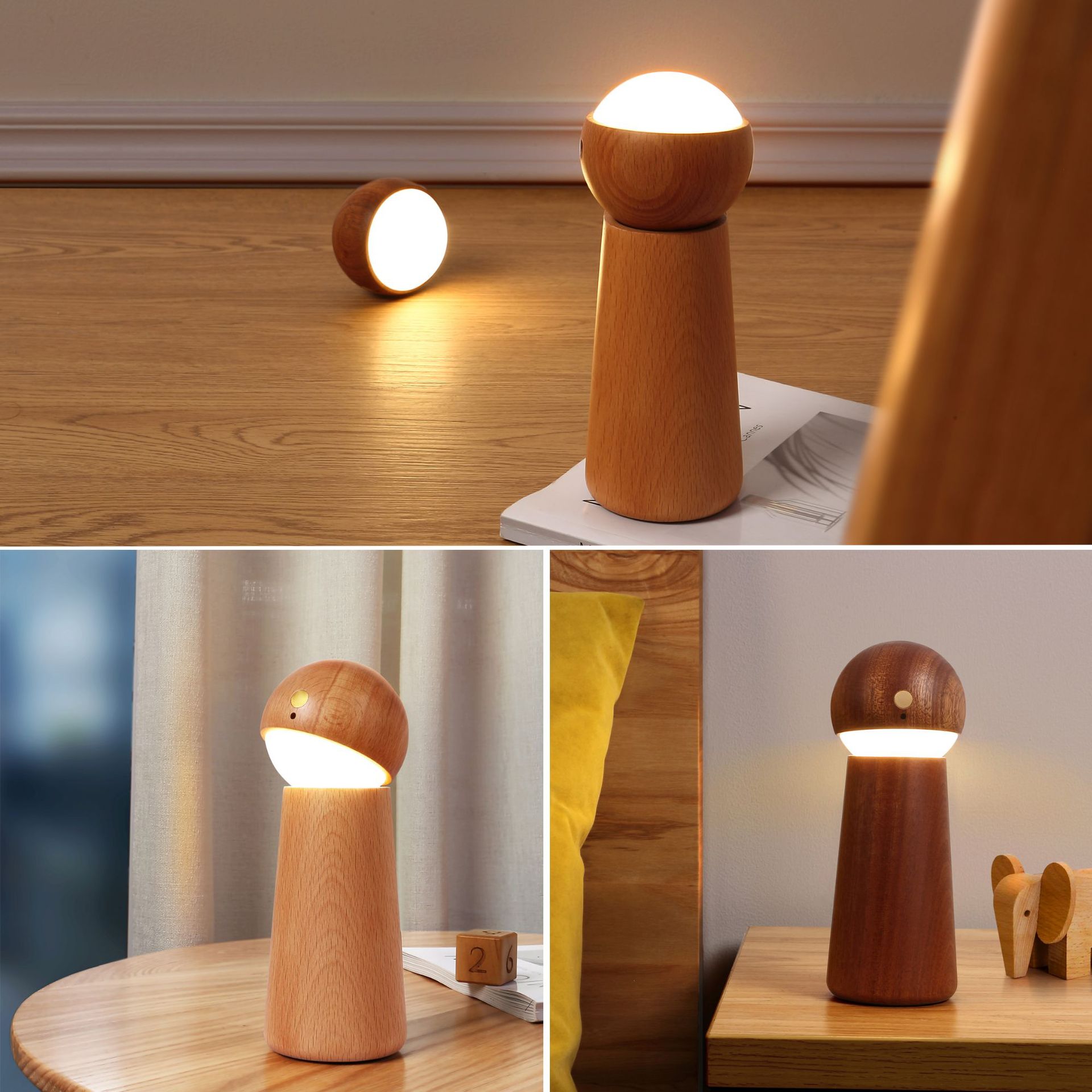 Factory direct sales voice-controlled lights, solid wood gift items, voice night lights, new cross-border smart control lights Specification image