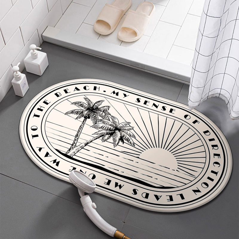 现货椭圆形门垫脚垫 浴室卫生间吸水厨房地垫异形创意设计3d地毯详情图1