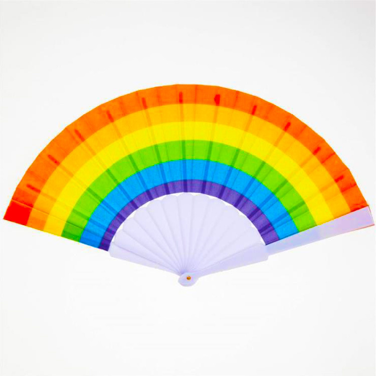 Summer color-blocking disco, cool rainbow fan, student Harajuku, wind pose, dance, square dance, folding fan, cool fan, street stall, street stall Specification image