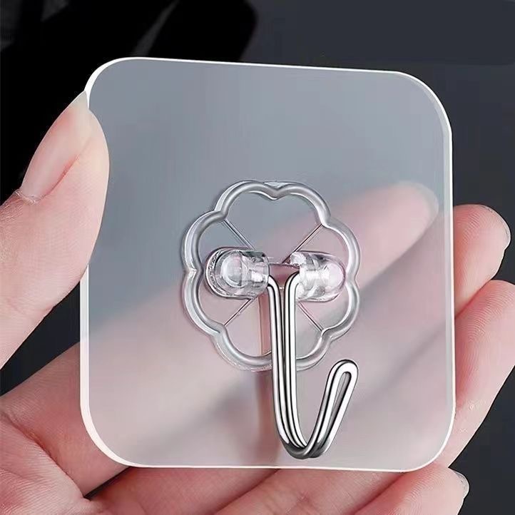 Transparent adhesive hook, no drilling, no trace, strong adhesive hook, no nail, nano wall-mounted storage rack, storage sticker