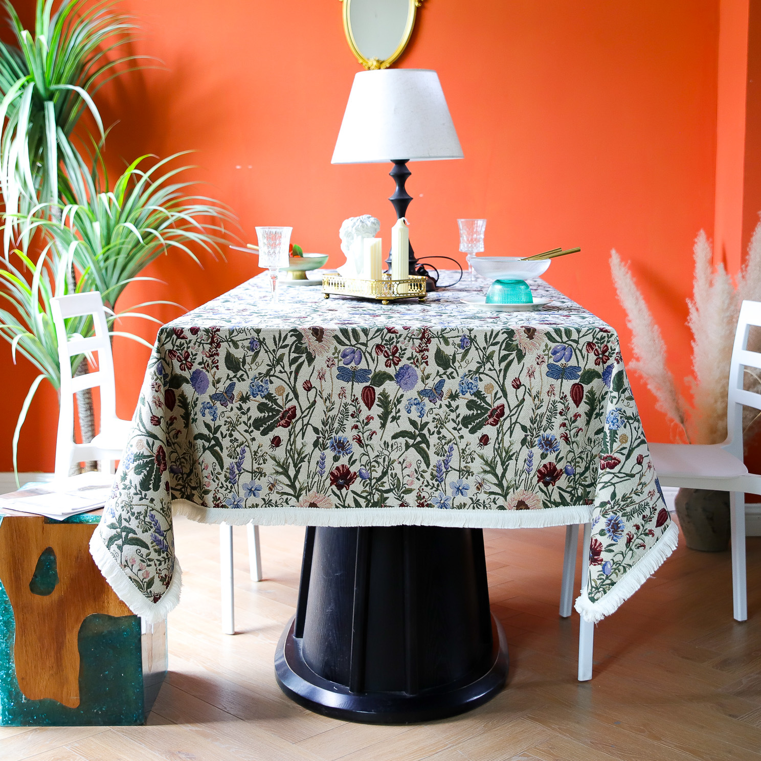 跨境棉麻加厚彩色桌布花朵异域东南亚台布盖布聚会派对野餐垫北美