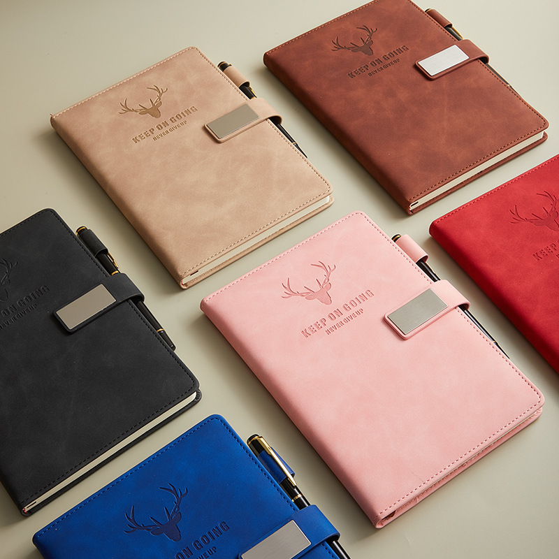 Wholesale Simple Sheepbark Business Notebook A5 Office Notepad Imitation Leather Gift Notebook Printed Logo