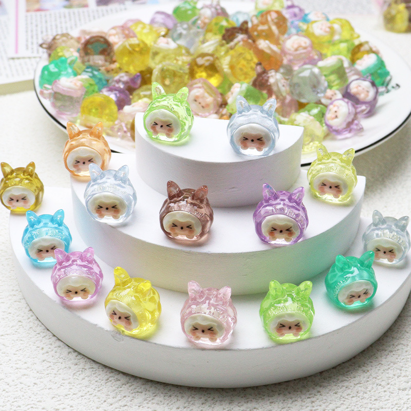 Glow-in-the-dark mini kiki 3D resin cartoon DIY cream glue phone case keychain doll house decoration