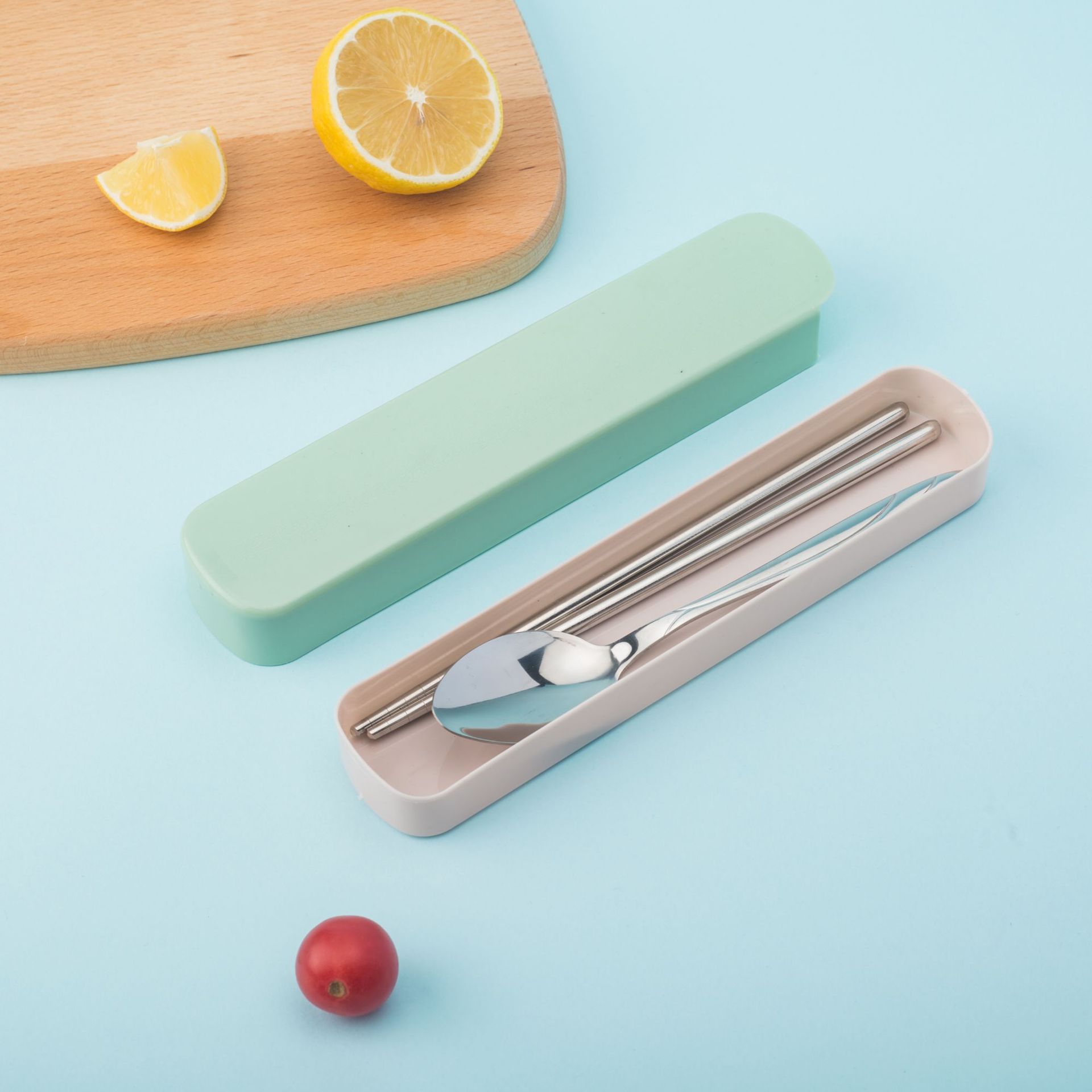 厂家直供不锈钢餐具耐用小巧餐盒家用外带便携勺子筷子餐具套盒