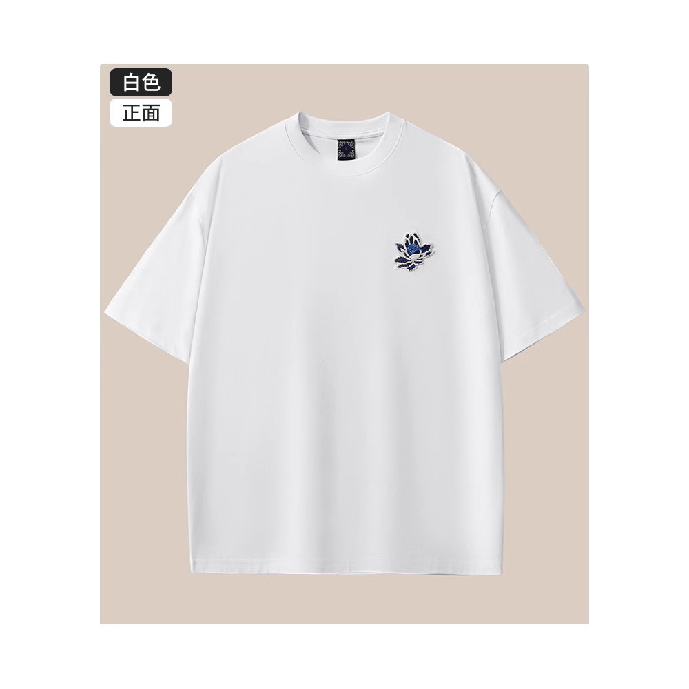 Summer new 260-gram heavy pure cotton short-sleeved T-shirt for men with Chinese style phoenix embroidery, loose and large-sized men's clothing wholesale Application Scenario
