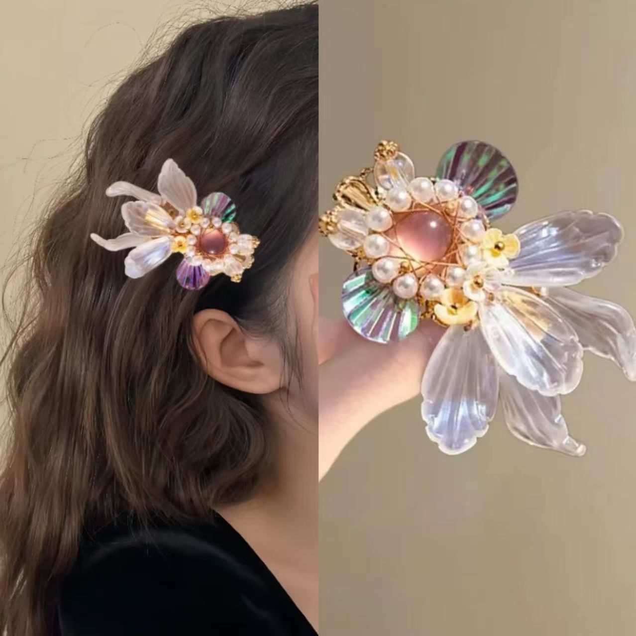 Chinese style and trend, super fairy-like colorful golden fish hair clips, high-end hair accessories, hair clips, women's ancient style early spring accessories, duckbillon clips, children's headwear