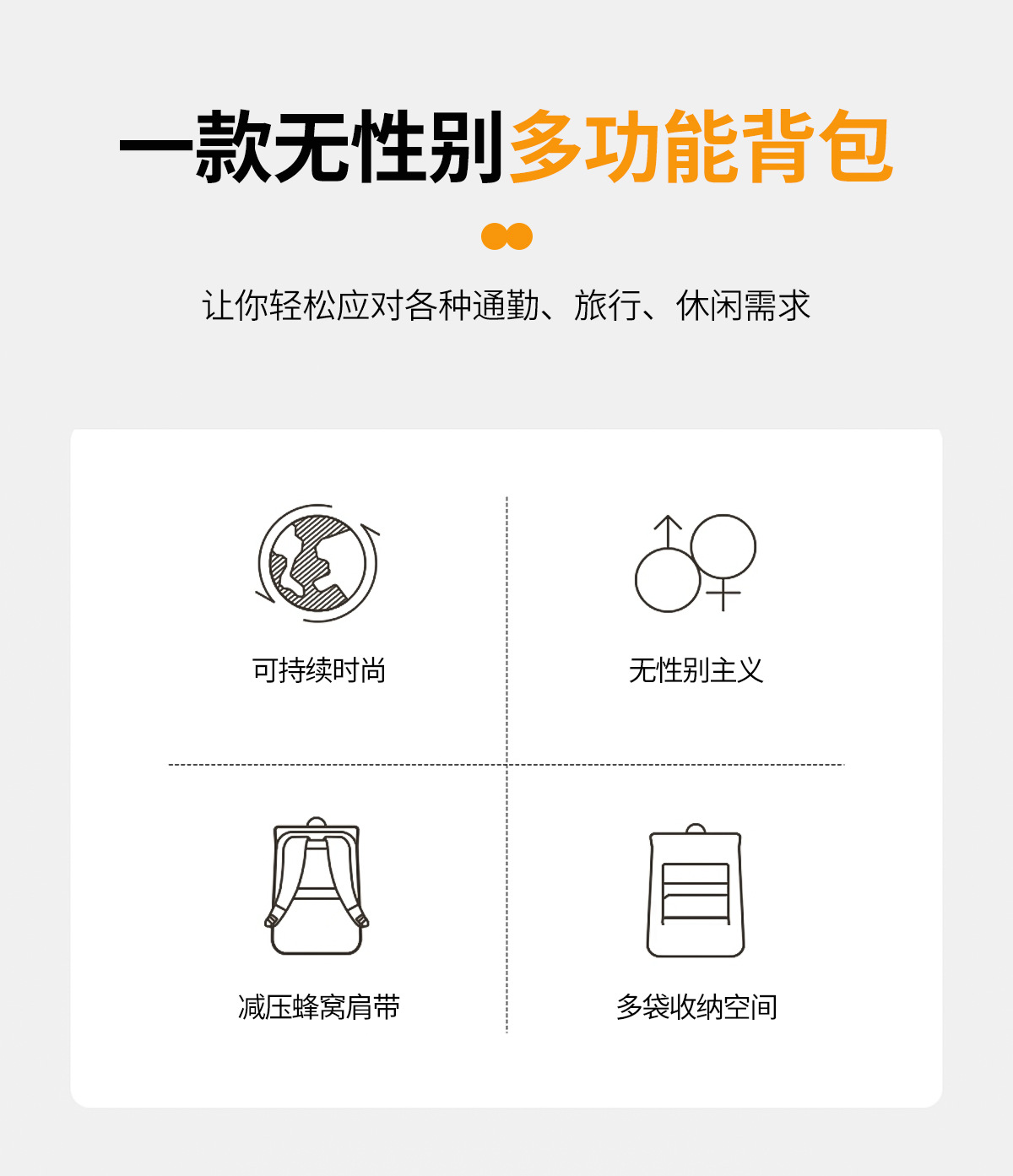 飞莎休闲简约学生书包男加厚蜂巢背包防泼水牛津布双肩包女可印lo详情4