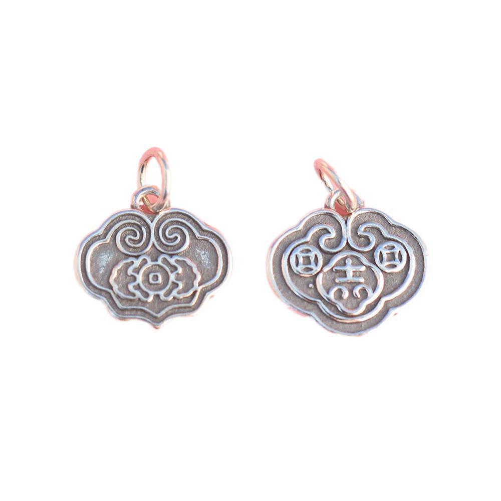 Necklace Bracelet Retro Pendant S925 Silver Red Rope Copper Money Xiangyun Ruyi Lock Pendant Jewelry Diy Accessories 2 Item Picture