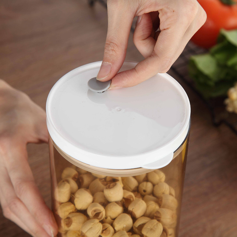 Wholesale transparent plastic circular sealed cans, food cans, large-capacity kitchen storage cans, dried fruit and snack storage cans Specification image