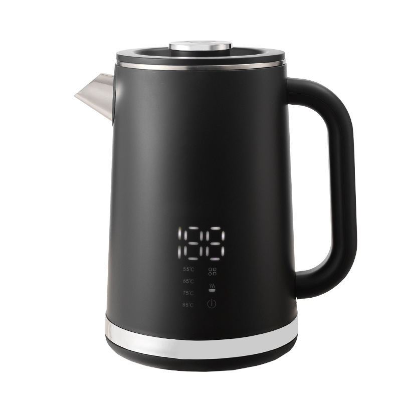 Foreign trade household double-layer stainless steel kettle 1.7L with large screen temperature display cross-border intelligent constant-temperature electric kettle Item Picture