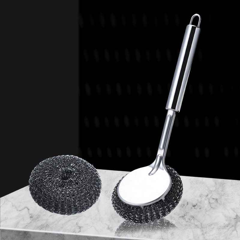 Stainless steel pot brush cleaning ball brush long-handled pot brush cleaning pot brush does not damage the pot, can replace steel wool ball pot cleaning magic tool full image