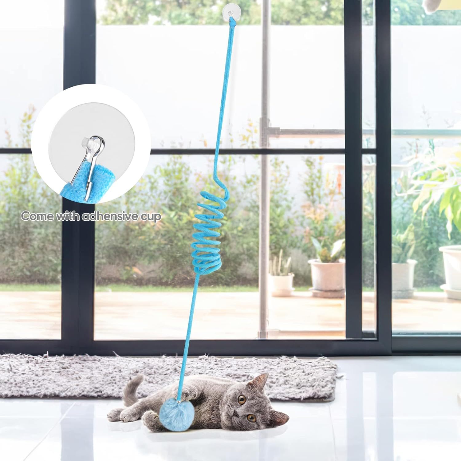 Wholesale of new cross-border pet products, including colorful plush cat spring cat toys, door-hanging suction cups, and cat toys Application Scenario