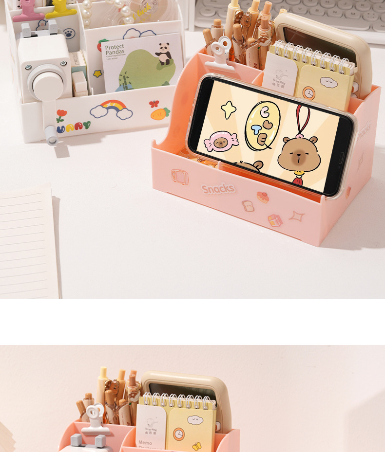 ins风学生办公室桌面时尚大容量可爱创意笔筒儿童女孩文具收纳盒详情15