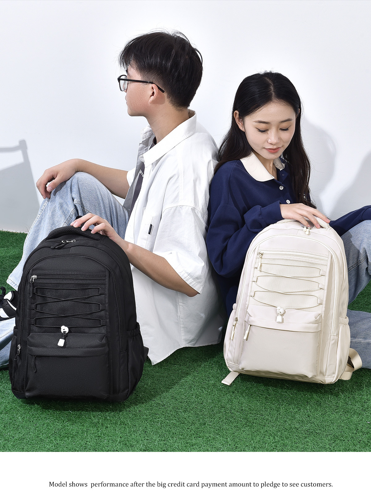 飞莎休闲简约学生书包男加厚蜂巢背包防泼水牛津布双肩包女可印lo详情20