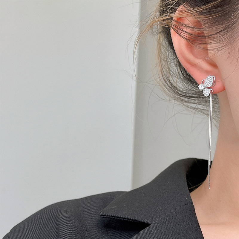 Obi new butterfly S925 silver needle high-grade earrings wholesale fashion women's earrings tassel independent packaging details Picture