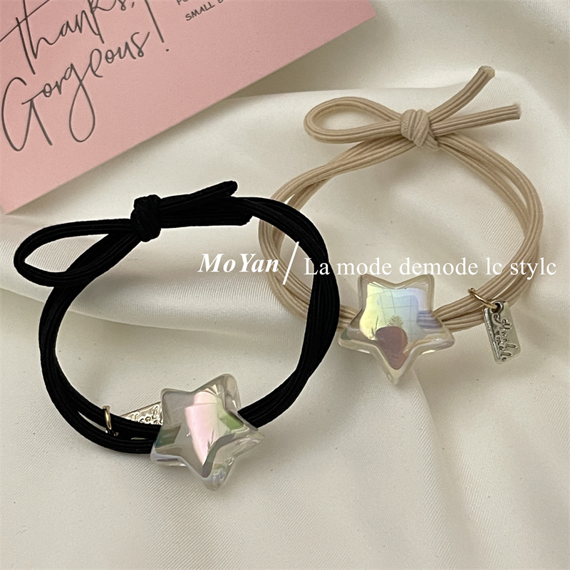 Double Five-Pointed Star Magic Simple Ponytail Hair Rope Sweet Temperament Girl Heart Hair Band Rubber Band Hair Hair Rope Han