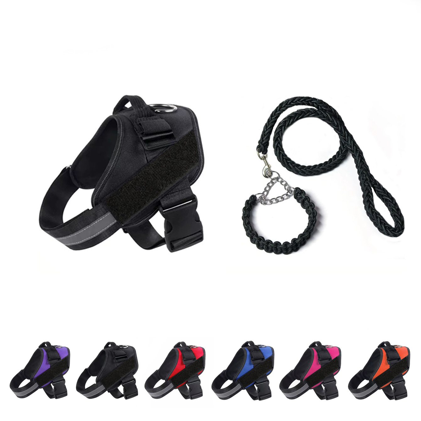 Cross-border adjustable large dog anti-explosion, pet reflective chest and back strap, transparent dog tactical chest and back, name tag can be changed