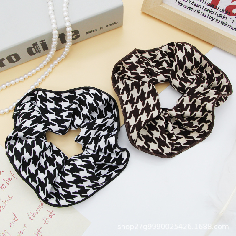 New Thousand-Bird Check Checkerboard Leopard Print Smiling Face Large Hair Circle Fashion Hair Accessories Female Hair Rope Head Rope details Picture