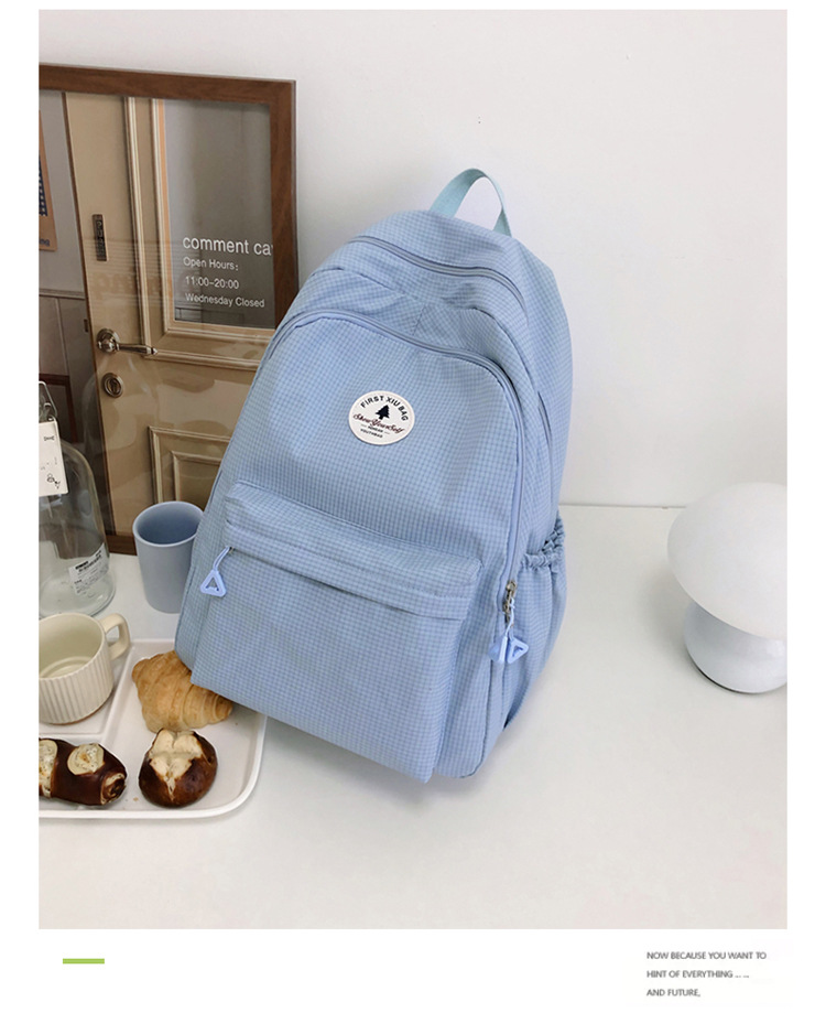 简约书包百搭女日系ins学生包初中高中双肩包大容量校园甜美背包详情48